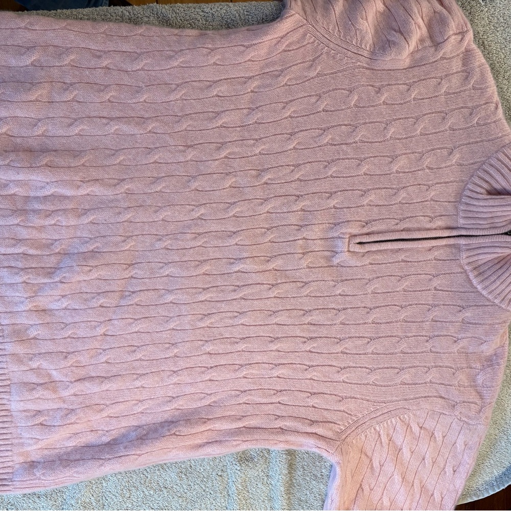 Vineyard Vines Light Pink Cable Knit Cashmere Sweater